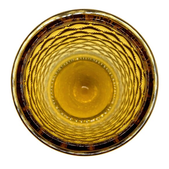 Vintage Amber Apothecary Glass Jar Lid MCM Quilted Diamond Pinecone Finial 7.5" - Picture 4 of 12